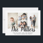 Cartes Pour Fêtes Annuelles Nom de famille personnalisé 4 Photo Collage<br><div class="desc">Diffusez l'amour avec ce carte photo de vacances personnalisé qui présente un collage photo et votre nom de famille. Ajoutez une photo et un texte à l'arrière pour une touche spéciale supplémentaire.</div>