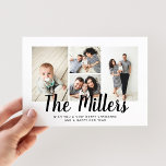 Cartes Pour Fêtes Annuelles Nom de famille personnalisé 4 Photo Collage<br><div class="desc">Diffusez l'amour avec ce carte photo de vacances personnalisé qui présente un collage photo et votre nom de famille. Ajoutez une photo et un texte à l'arrière pour une touche spéciale supplémentaire.</div>