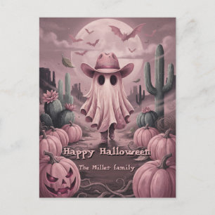 Cartes Pour Fêtes Annuelles Nom de famille personnalisé Cowboy fantôme rose oc