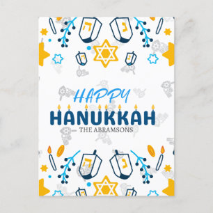 Cartes Pour Fêtes Annuelles Nom de famille personnalisé Happy Hanoukka