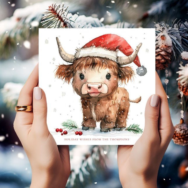 Cartes Pour Fêtes Annuelles Nom de la vache belle Highland Joyeux Noël (Créateur téléchargé)