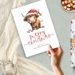 Cartes Pour Fêtes Annuelles Nom de la vache belle Highland Joyeux Noël<br><div class="desc">Nom de la vache belle Highland Joyeux Noël. Disponible numériquement et imprimé. La gentillesse festive pour vos souhaits de vacances, avec ce design amusant avec une vache des montagnes douces dans son chapeau de Santa. Joyeux Noël est dans un script moderne ensemble et personnalisez facilement votre salutation et votre nom...</div>
