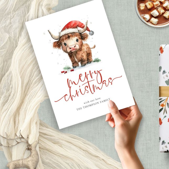 Cartes Pour Fêtes Annuelles Nom de la vache belle Highland Joyeux Noël (Créateur téléchargé)