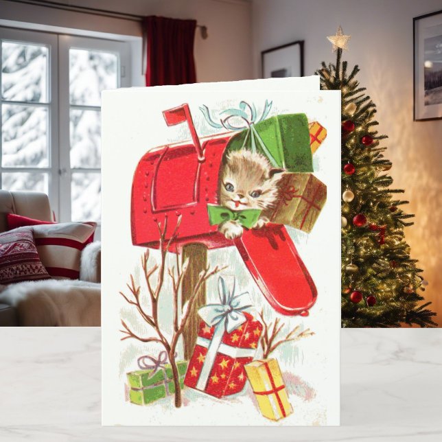 Cartes Pour Fêtes Annuelles Nom de l'enfant Christmas Kitty & Chiot Personnali (Créateur téléchargé)