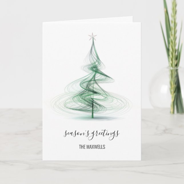 Cartes Pour Fêtes Annuelles nom de sapin de Noël minimal (Devant)