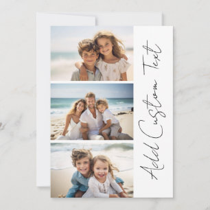 Cartes Pour Fêtes Annuelles Nom de script moderne noir et blanc avec 3 photos