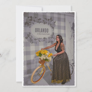 Cartes Pour Fêtes Annuelles Nom de ville personnalisable Art Vélo - Style Vint