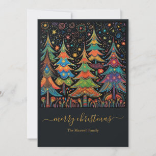 Cartes Pour Fêtes Annuelles Nom des arbres de Noël colorés