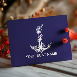 Cartes Pour Fêtes Annuelles Nom du bateau de la corde d'Ancre nautique vintage