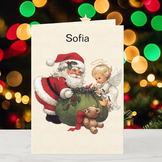 Cartes Pour Fêtes Annuelles Nom du grand-enfant Père Noël Personnaliser Noël (Créateur téléchargé)