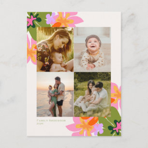 Cartes Pour Fêtes Annuelles Nom famille 4 photos collage floral mignon