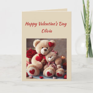 Cartes Pour Fêtes Annuelles Nom personnalisé Aimer mignon Teddy Coeurs d'ours