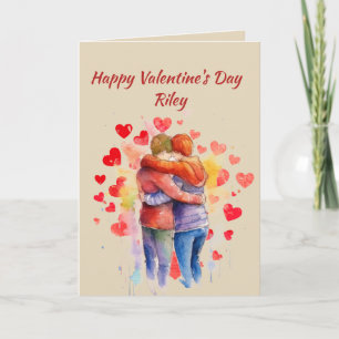Cartes Pour Fêtes Annuelles Nom personnalisé Amour Mignon Cœurs non-genrés