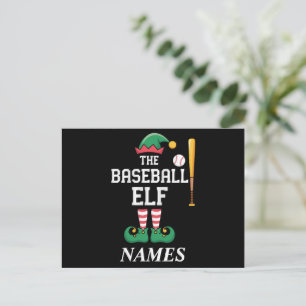 Cartes Pour Fêtes Annuelles Nom personnalisé Baseball Elf Famille Correspondan