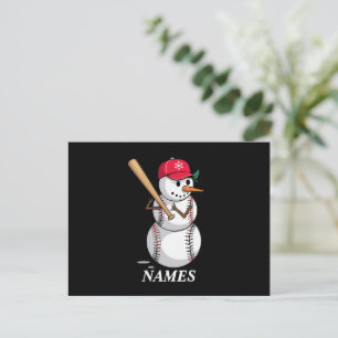 Cartes Pour Fêtes Annuelles Nom personnalisé Baseball Snowman Balls Snow Xmas