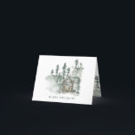 Cartes Pour Fêtes Annuelles Nom personnalisé Cabine rustique aquarelle forêt v<br><div class="desc">Carte de vacances pliée Cabine rustique aquarelle forêt verte</div>