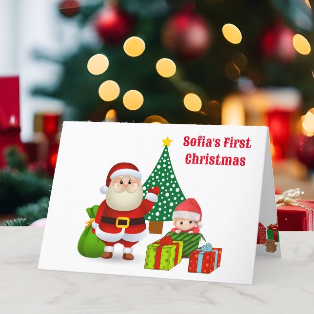 Cartes Pour Fêtes Annuelles Nom personnalisé du bébé de Noël Père Noël (Créateur téléchargé)