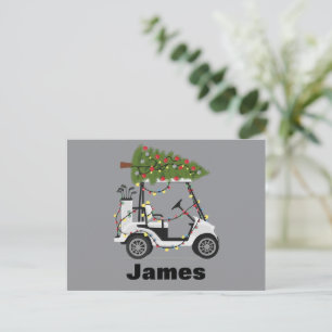 Cartes Pour Fêtes Annuelles Nom personnalisé Golfer Christmas Golf Panier Noël