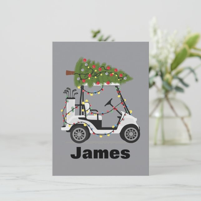 Cartes Pour Fêtes Annuelles Nom personnalisé Golfeur Noël Golf Cart Cadeau de  (Debout devant)