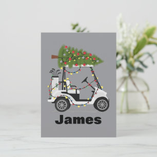 Cartes Pour Fêtes Annuelles Nom personnalisé Golfeur Noël Golf Cart Xmas 