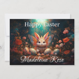 Cartes Pour Fêtes Annuelles Nom personnalisé Joyeux lapin de Pâques avec oeufs