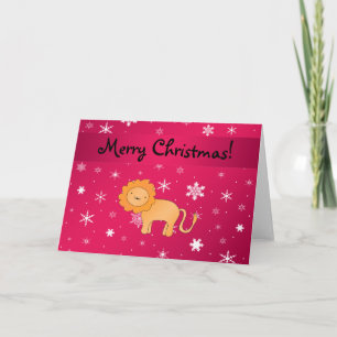 Cartes Pour Fêtes Annuelles Nom personnalisé lion rose flocon de neige