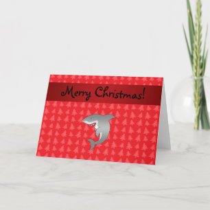 Cartes Pour Fêtes Annuelles Nom personnalisé requin rouge noël arbres