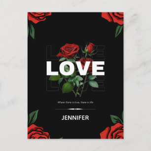 Cartes Pour Fêtes Annuelles Nom personnalisé Saint-Valentin romantique Rose d'