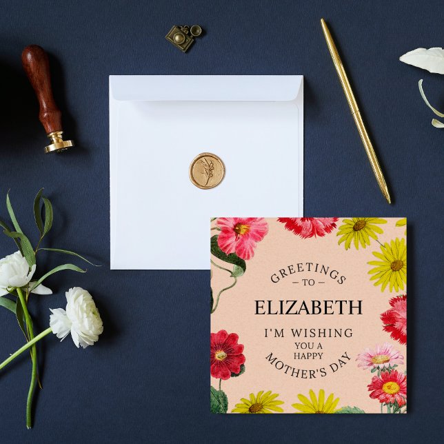 Cartes Pour Fêtes Annuelles Nom personnalisé - Vœux de fête des mères Floral  (Créateur téléchargé)