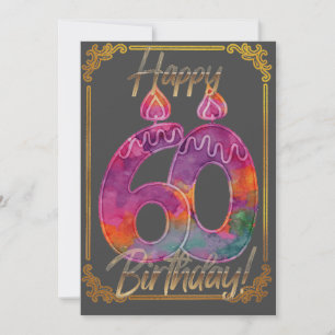 Cartes Pour Fêtes Annuelles Nombre de saree avec Gold 60th Birthday Card
