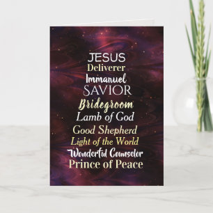 Cartes Pour Fêtes Annuelles Noms de Noël de Jésus Bible Verse Matthieu 1:23