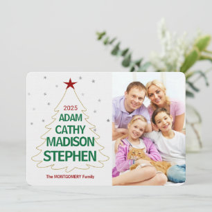 Cartes Pour Fêtes Annuelles Noms des arbres de Noël Etoiles de couleur dorée P