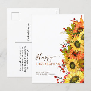 Cartes Pour Fêtes Annuelles Noms des Bons thanksgivings des tournesols d'autom