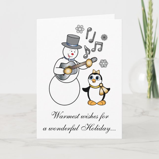 Cartes Pour Fêtes Annuelles Non-Denominational Holidays Snowman and Penguin (Devant)