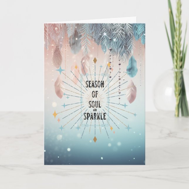 Cartes Pour Fêtes Annuelles Non-Photo Boho Style Christmas Card Folded (Devant)