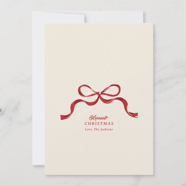 Cartes Pour Fêtes Annuelles non photo noël rouge moderne arc rétro (Devant)