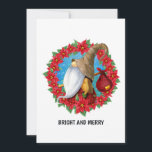 Cartes Pour Fêtes Annuelles Nordic Christmas Gnome Photo Collage<br><div class="desc">Carte photo de voeux de vacances avec un joli gnome dans une couronne de fleurs poinsettia. Les photos instagram carrés sont idéales. Oeuvre de : AMBillustrations©</div>