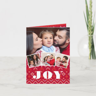 Cartes Pour Fêtes Annuelles Nordic Fairisle Joy Photo Collage Noël
