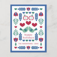 Nordic Folk Art Birds & Feuilles heureux