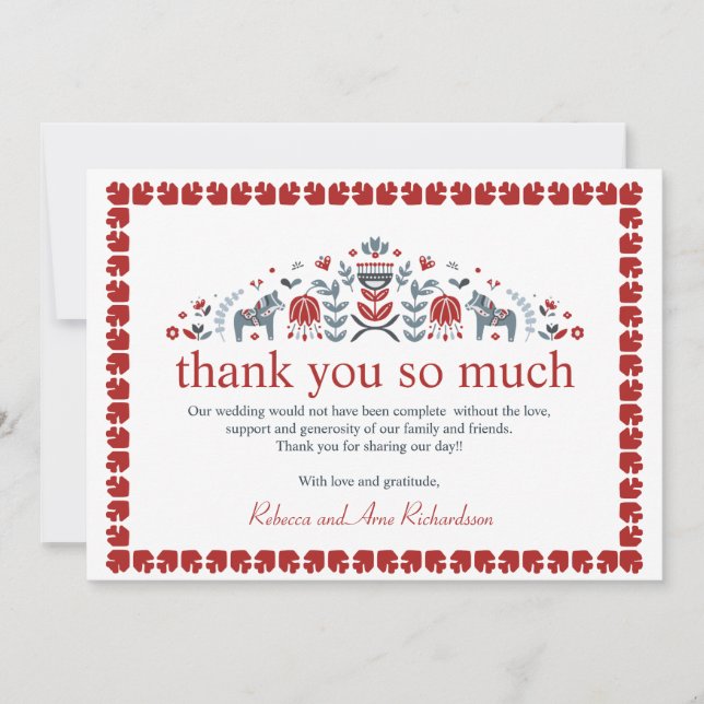 Cartes Pour Fêtes Annuelles Nordic Folk Art Dala Horse Photo Scandinave (Devant)