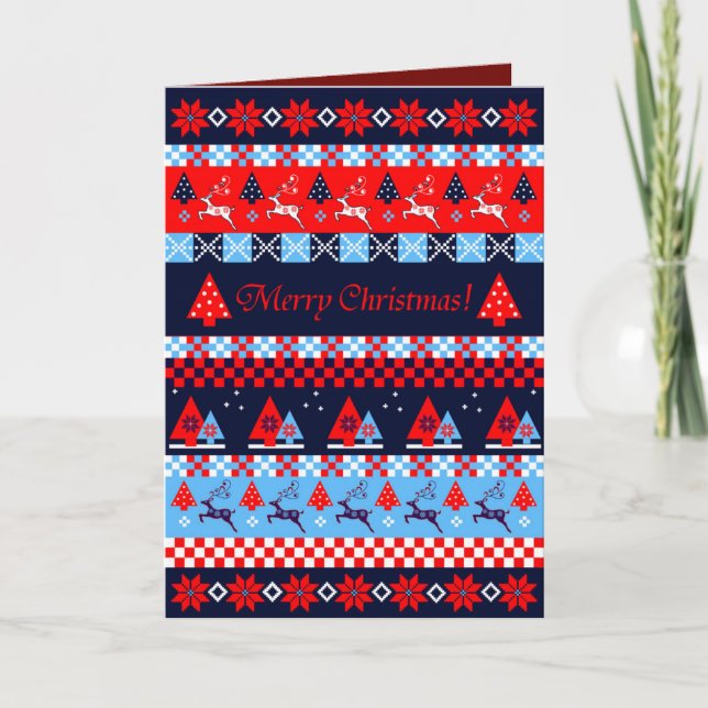 Cartes Pour Fêtes Annuelles Nordic noël motif & texte personnalisé (Devant)