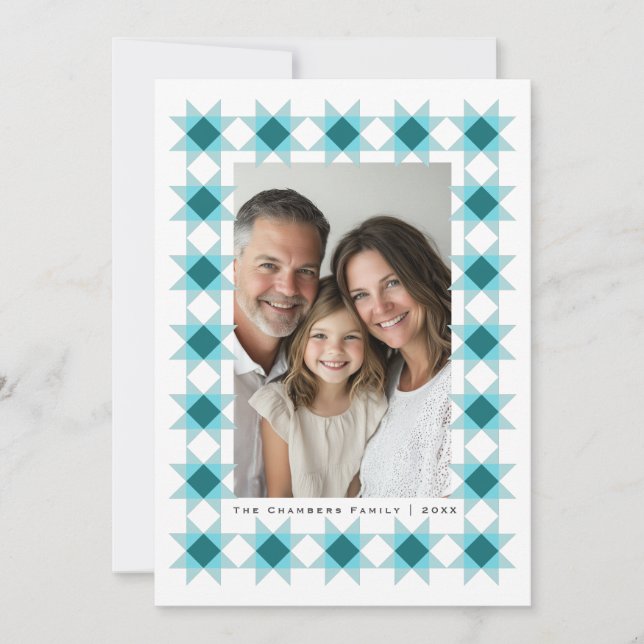 Cartes Pour Fêtes Annuelles Nordique Star Frame Blue Aqua (Devant)