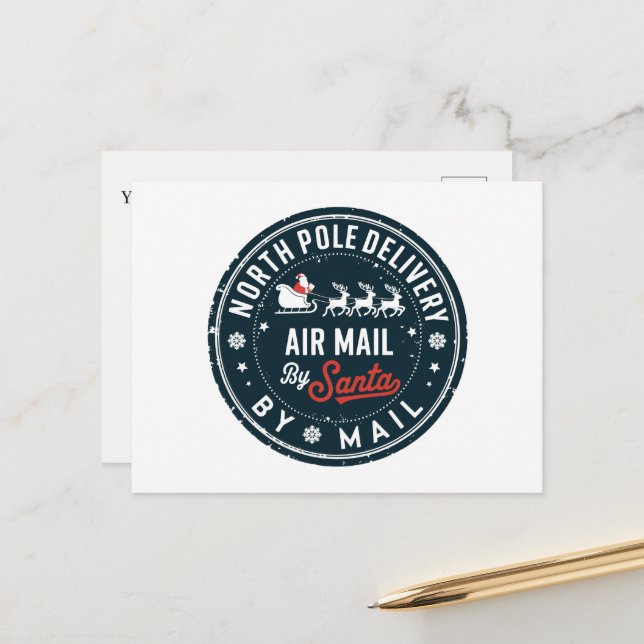 Cartes Pour Fêtes Annuelles North Pôle Delivery ajouter un message (Devant/Arrière en situation)