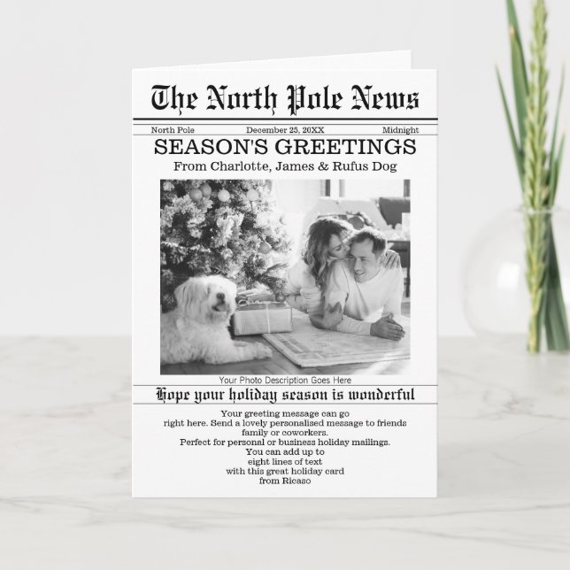 Cartes Pour Fêtes Annuelles North Pôle News Journal de Noël Personnalisé (Devant)