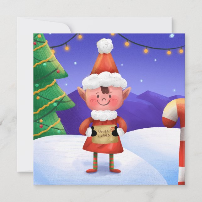 Cartes Pour Fêtes Annuelles North Pole Wishes Elf Christmas Card (Devant)