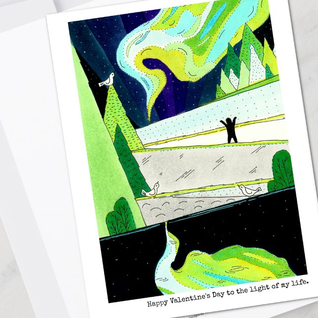 Cartes Pour Fêtes Annuelles Northern Lights Valentine's Day Holiday Card (Créateur téléchargé)