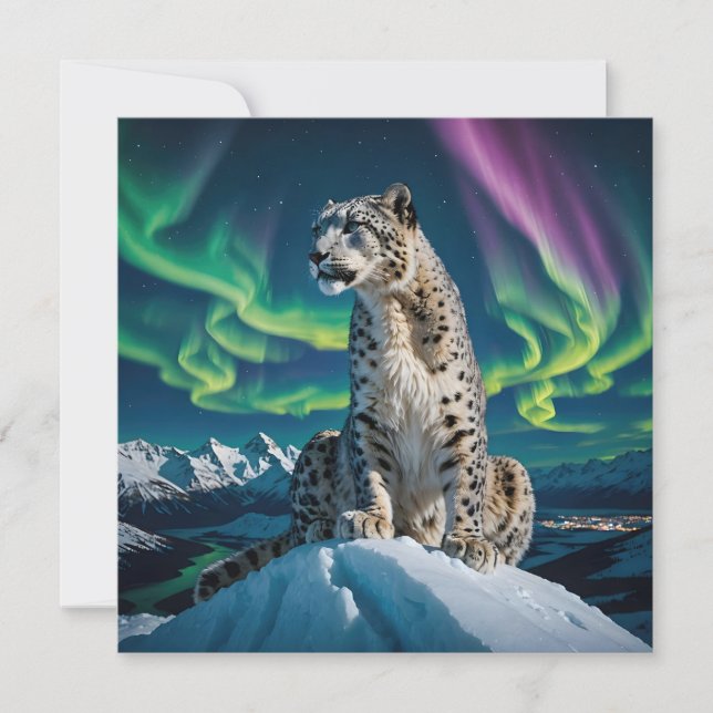 Cartes Pour Fêtes Annuelles “Northern Sky Wanderer” – Snow Leopard Portrait (Devant)