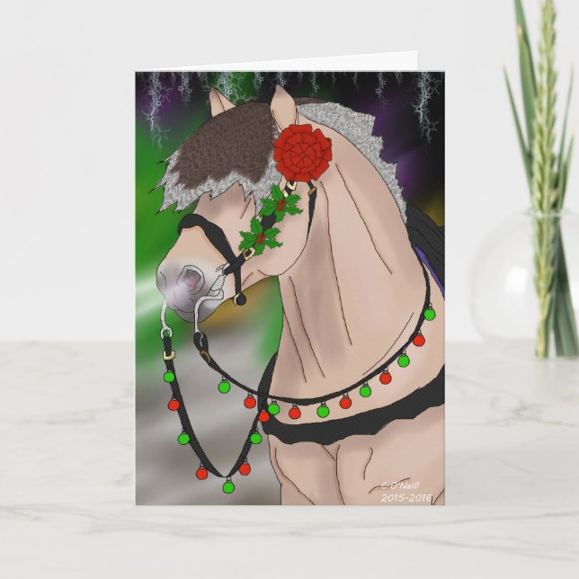 Cartes Pour Fêtes Annuelles Norvège Fjord Horse Noël Stallion Noël (Devant)