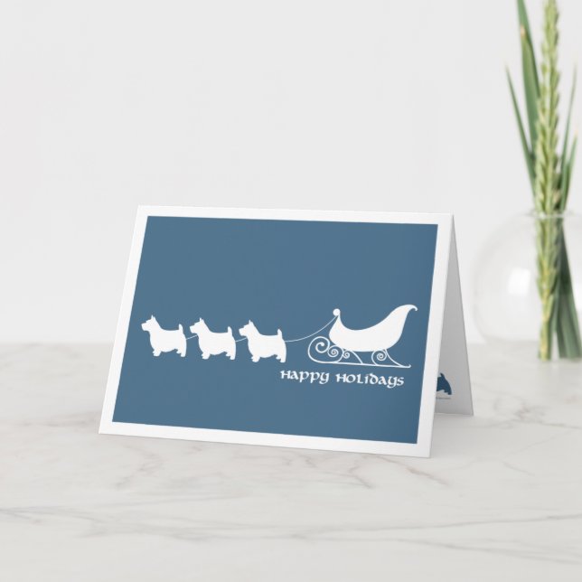 Cartes Pour Fêtes Annuelles Norwich Terriers tirant Père Noël Sleigh  (Devant)