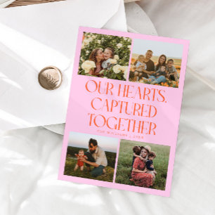 Cartes Pour Fêtes Annuelles Nos cœurs Orange Rose Multi Photo Saint-Valentin